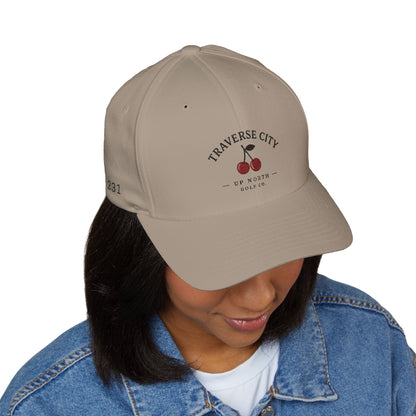Traverse City Cherry Embroidered Cap — Up North Golf Brand