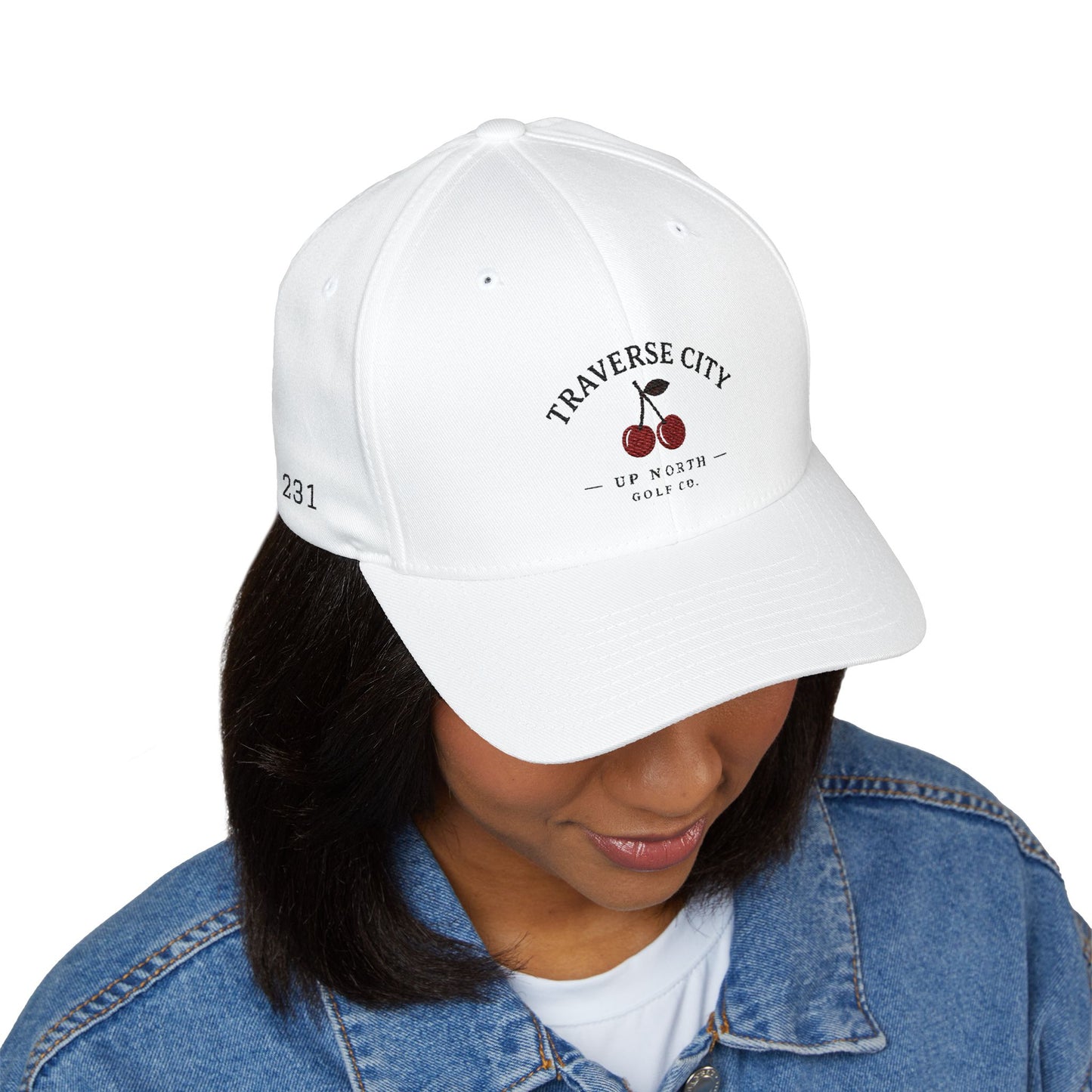 Traverse City Cherry Embroidered Cap — Up North Golf Brand